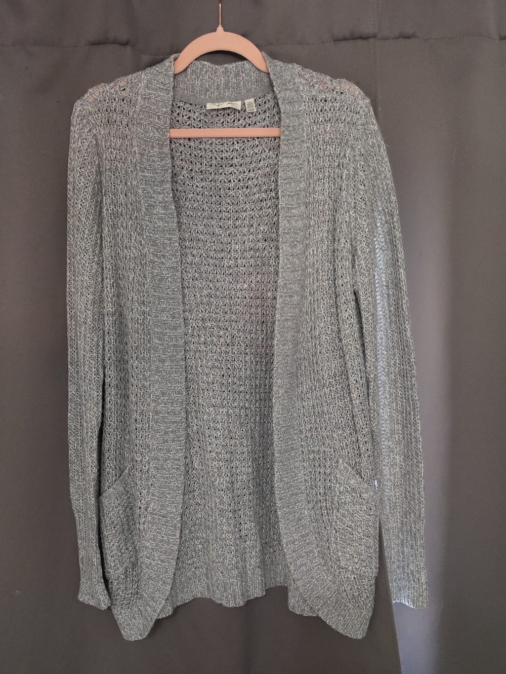 RD Style Gray Open-Front Knit Cardigan